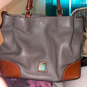 Dooney & Bourke Gray and Tan Leather Tote